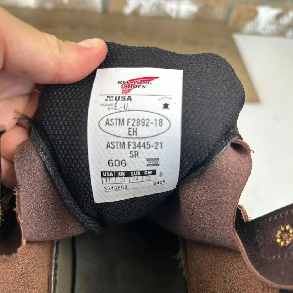 Red Wing 606 Supersole 2.0 6in Soft Toe Brown Leather Work Boots Mens 11D USA